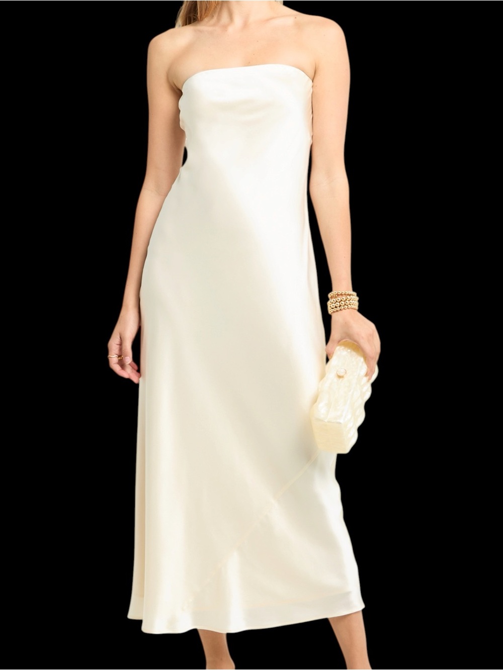 Few Moda o.p.t. Reagan Silk Slip Dress Strapless Ivory NWT Large